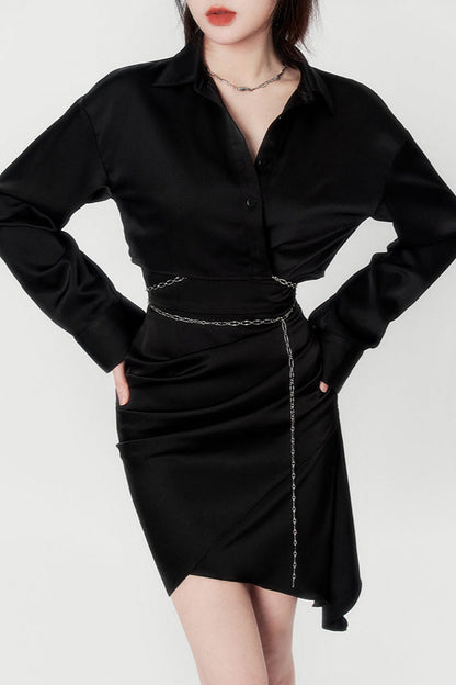 Mode Satin Wrap Dress + Shirt Halter