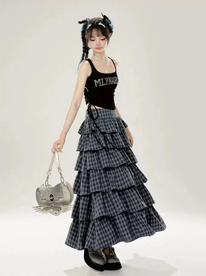 Tutu-Kuchen mit Karomuster, schwarzer, lila Rock