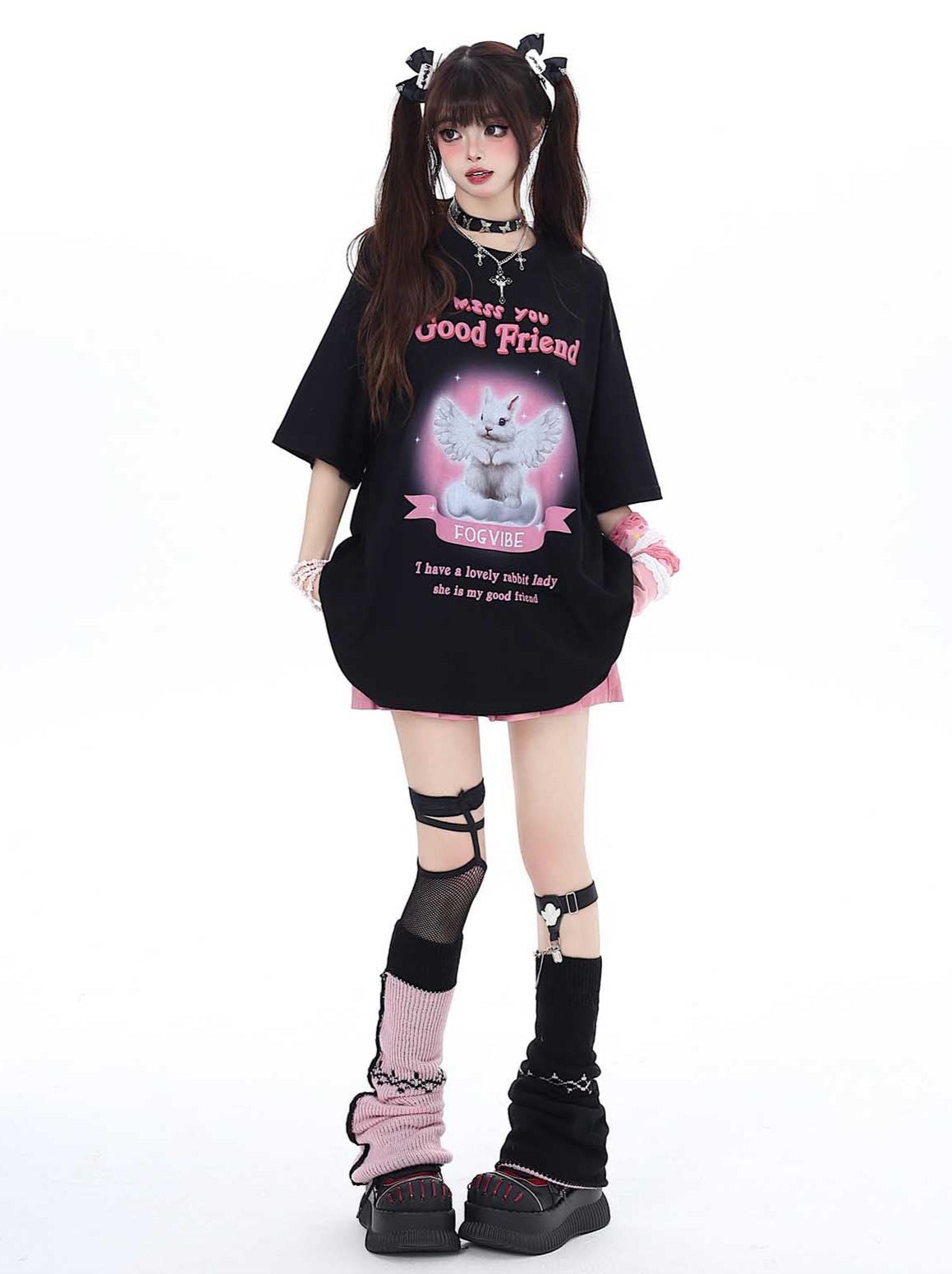 Süßes Kaninchen T-Shirt Girly Loose Angel