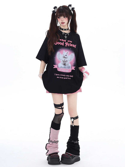 Süßes Kaninchen T-Shirt Girly Loose Angel