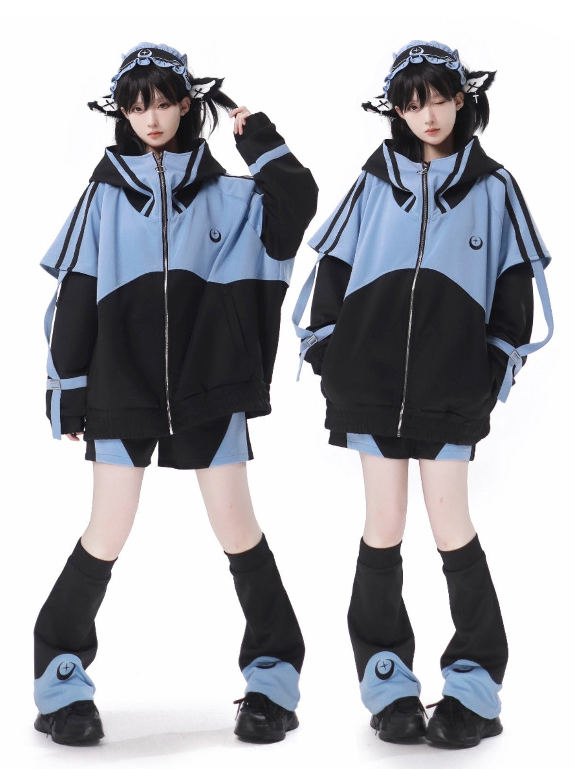 Leg Shorts Jacket Subculture Warmers Headband Dark Pants Sporty