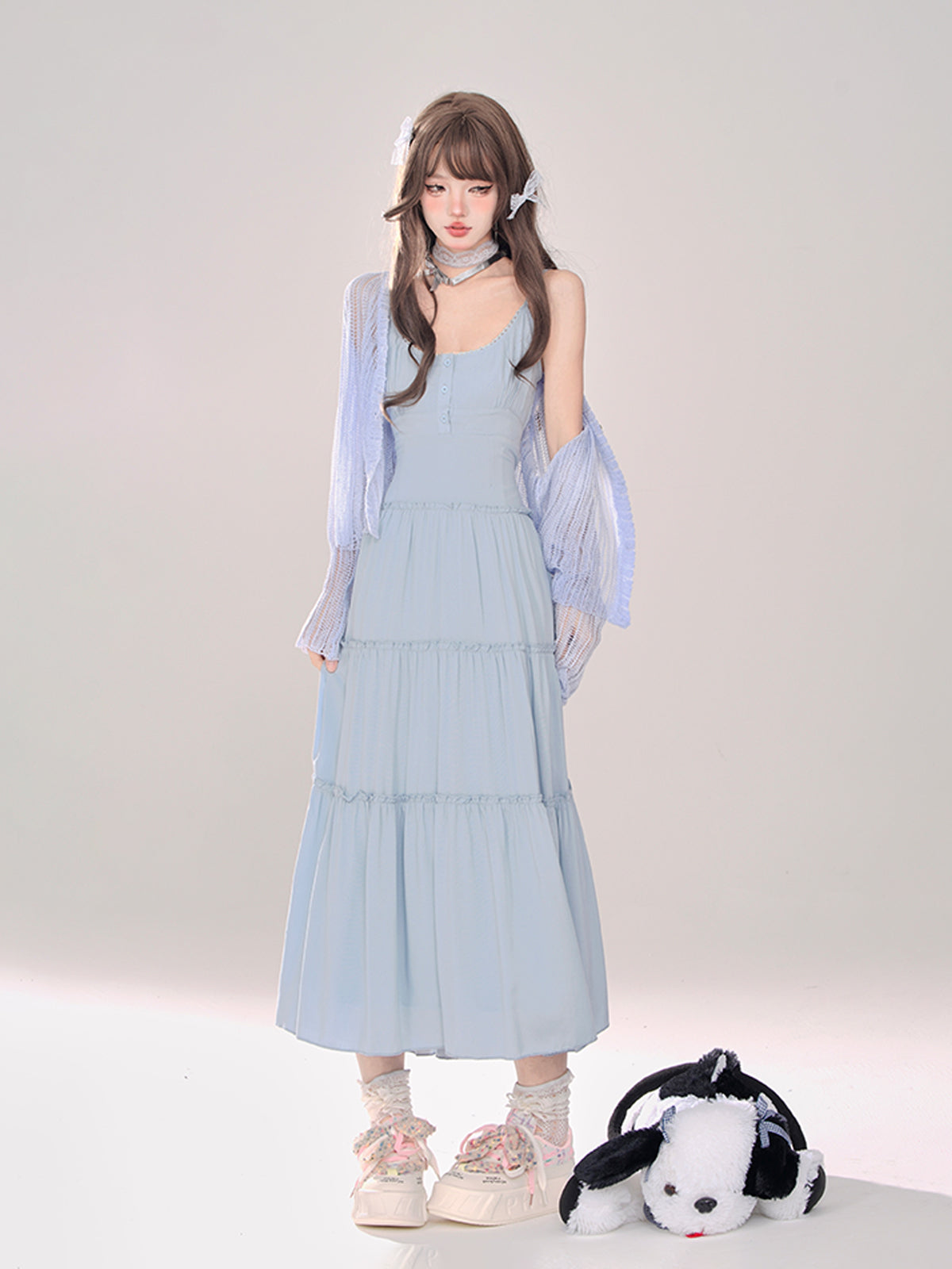 Moonlight + Cardigan Suspender Knit Summer Dress Sheer
