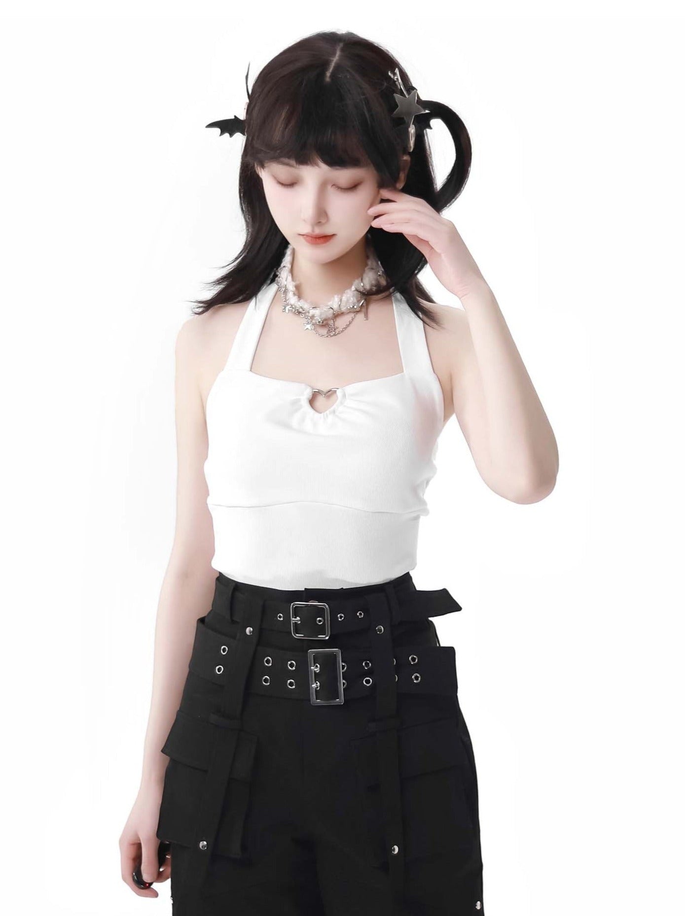 Top Dark Spring Knit Cami Print V-Neck Neck Halter Bow Summer