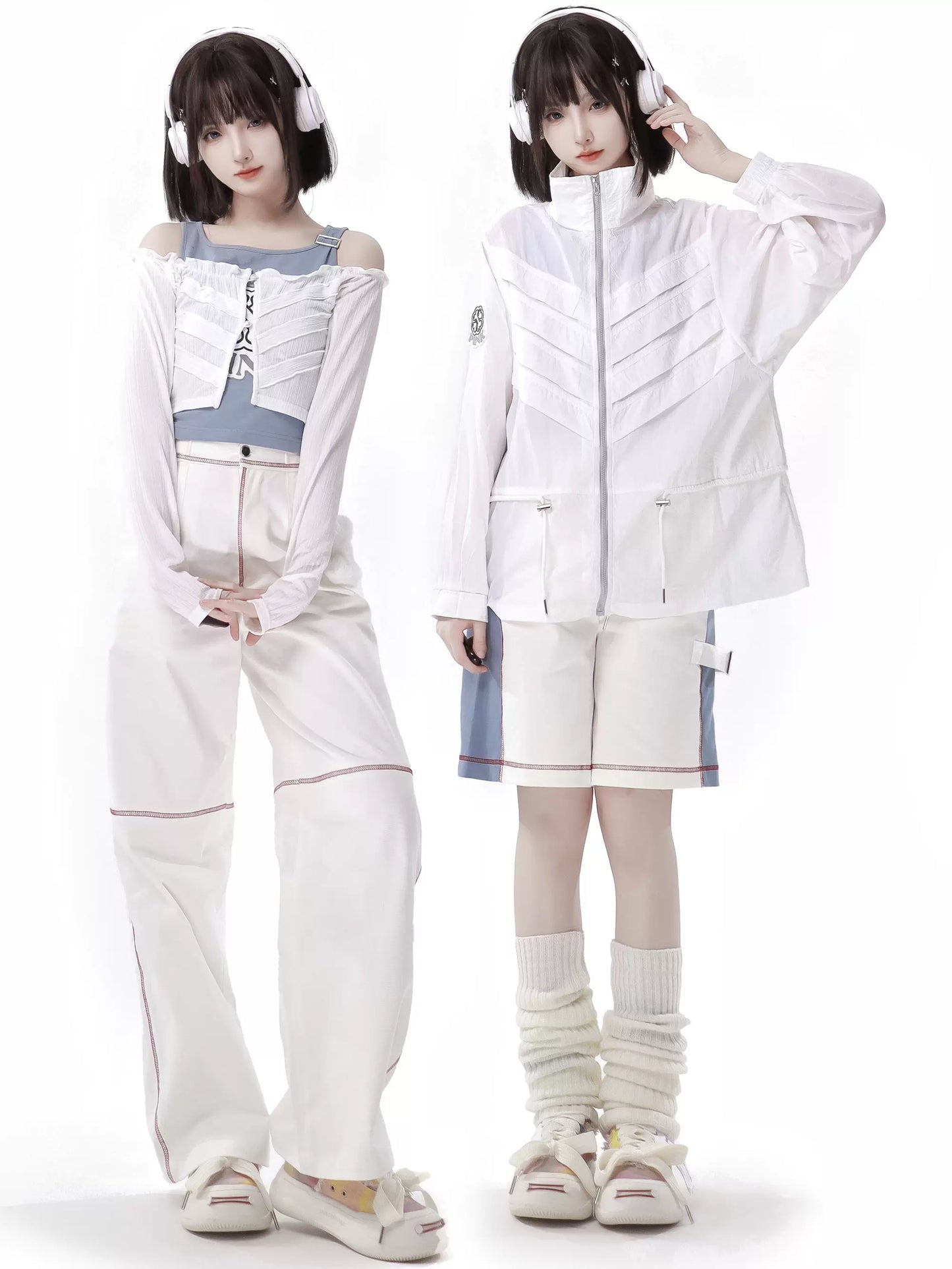Veste d'été squelette de couleur de costume bleu blanc crème solaire d'invasion fraîche