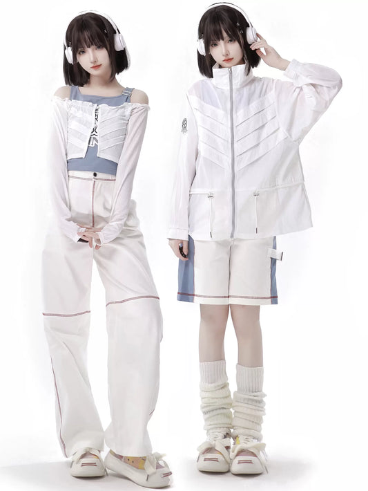 Anzug Farbe Skelett Sommer Jacke Blau Weiß Frische Invasion Sonnenschutz