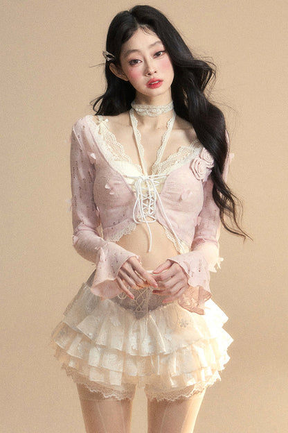 short cardigan Rail inner + halter neck