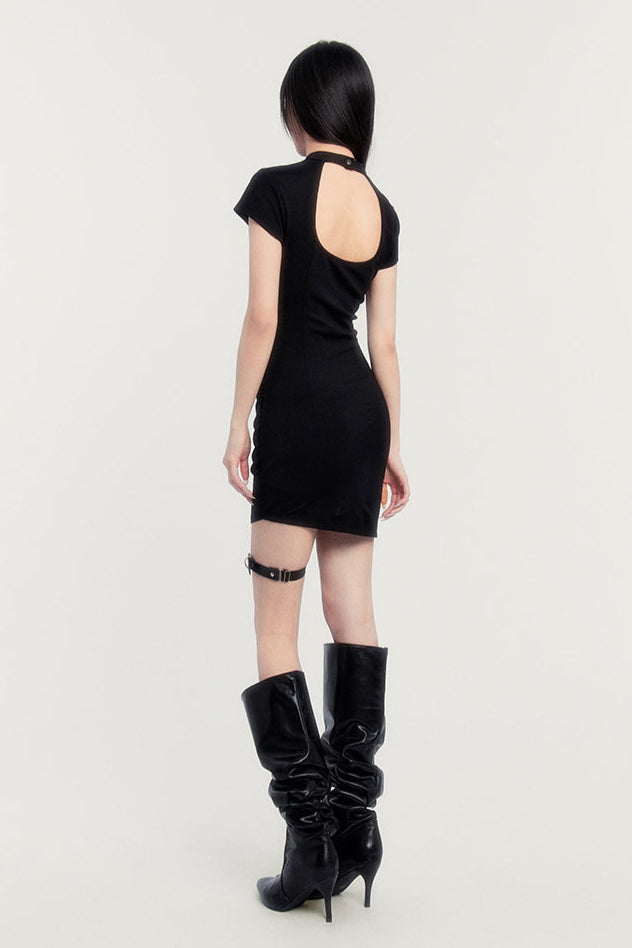 Neck Letter Logo Dress Half Tight