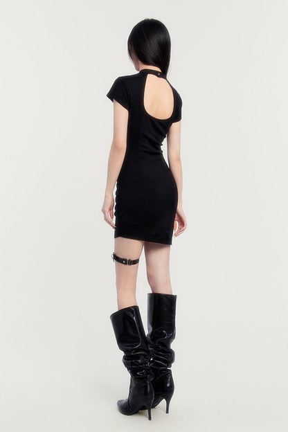 Neck Letter Logo Dress Half Tight