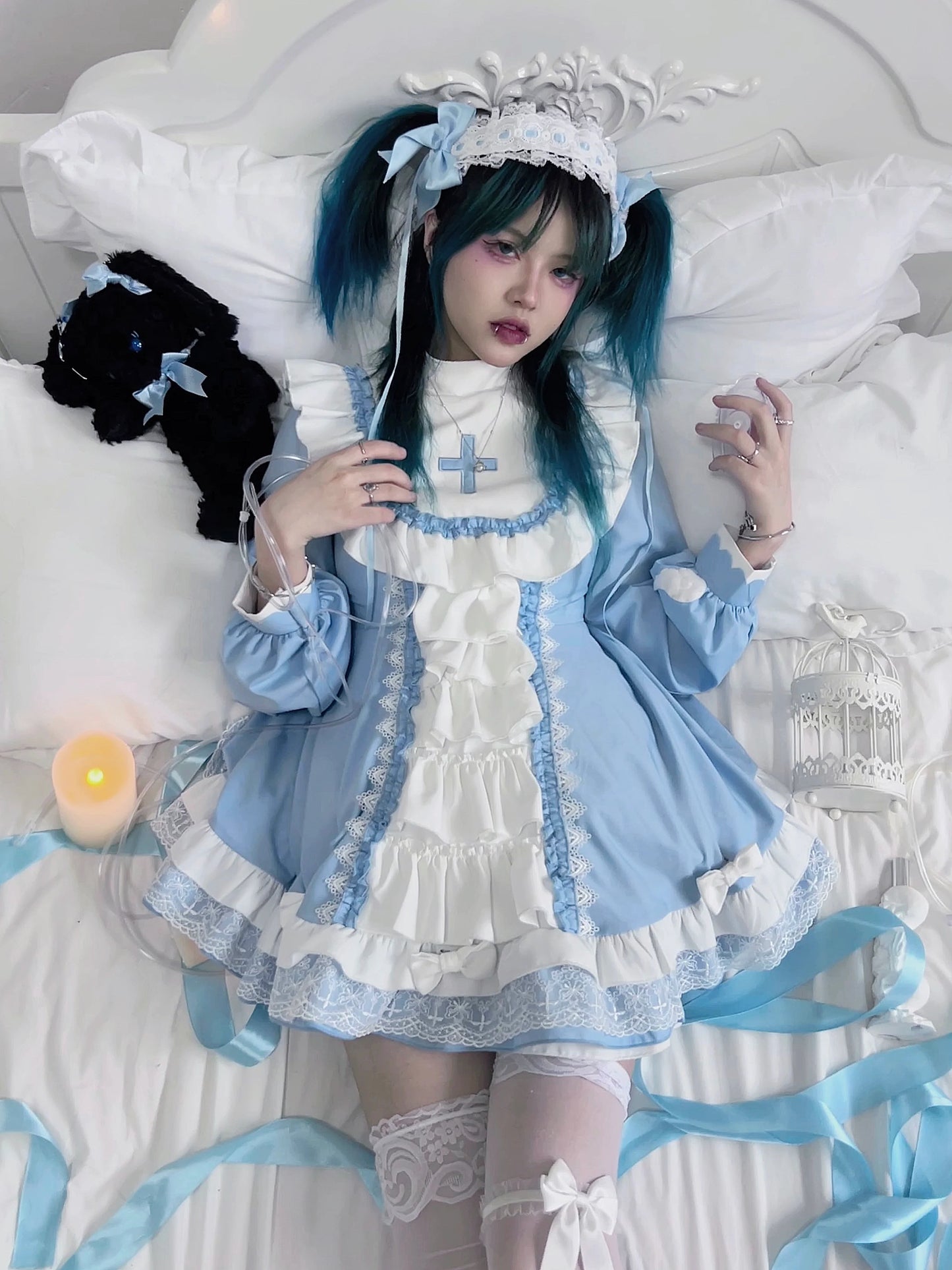 Halloween Sister Cross Subculture Dress Set Lolita