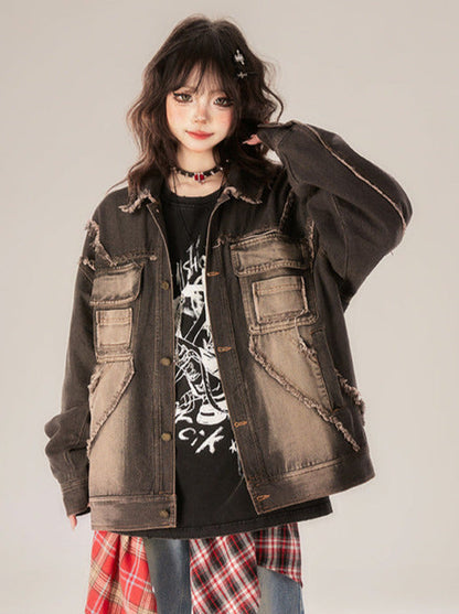 Gradient Street – Schwarze Retro-Jeansjacke