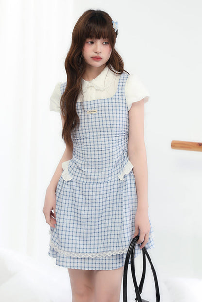 Sweet Check Blue College Dress