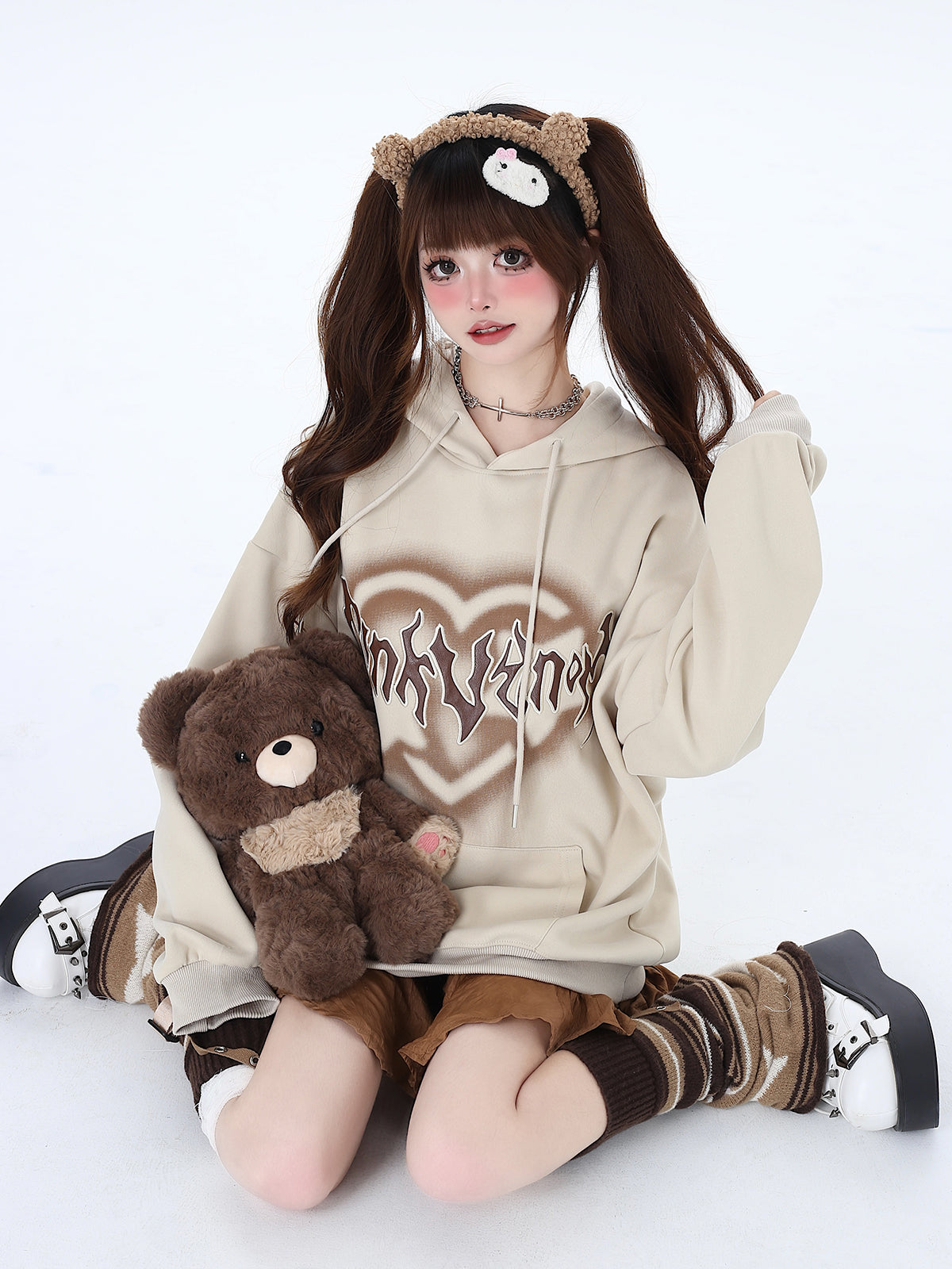 Sweat à capuche surdimensionné avec lettres « Love American »