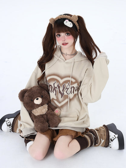 Sweat à capuche surdimensionné avec lettres « Love American »
