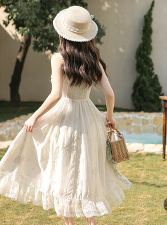 Robe en dentelle florale à volants sur les épaules, veste imprimée romantique