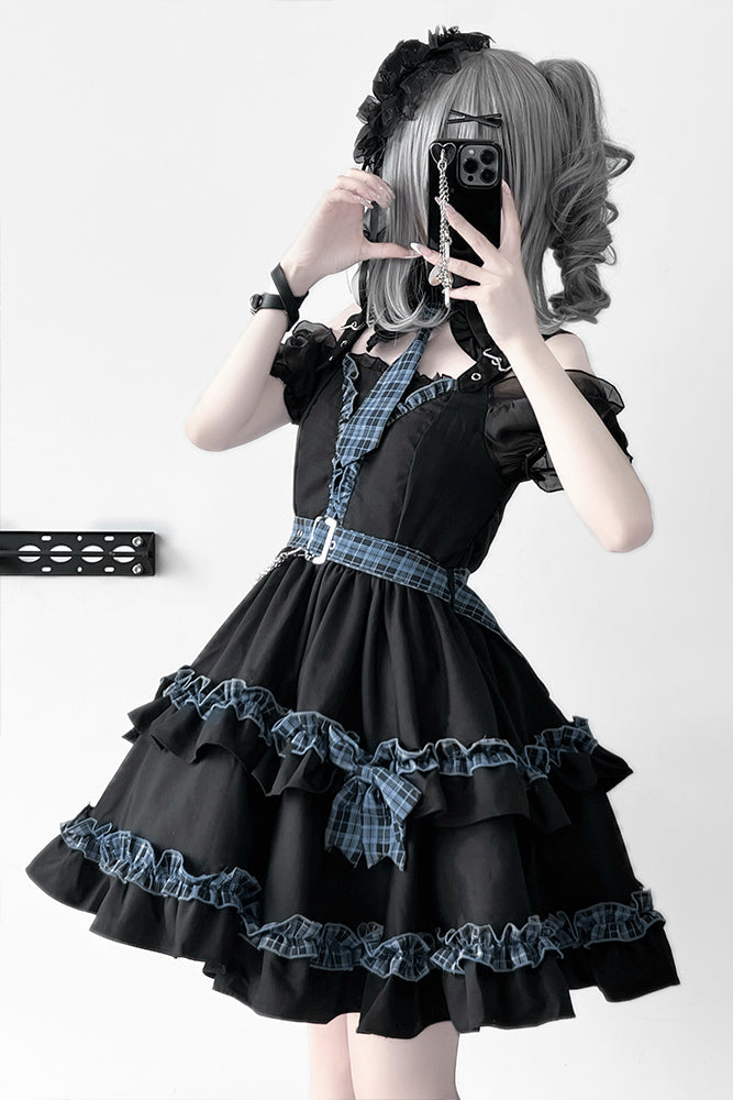 Set Starlight Ruffle Dress Check Night