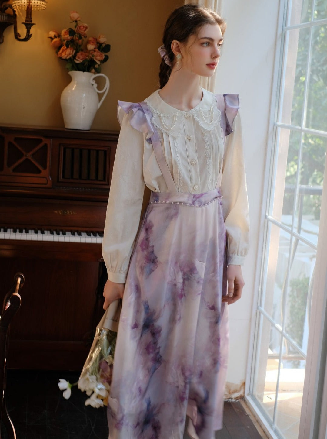 White Blouse Retro Moonlight