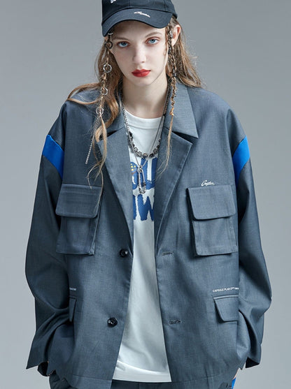 Veste ample multi-poches grise