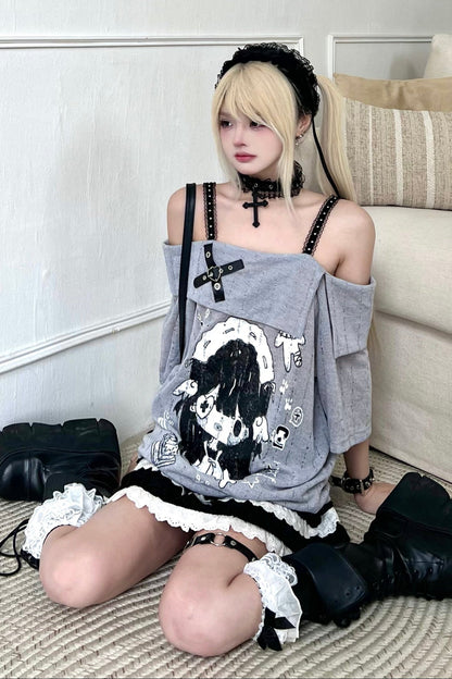 Sweet Top Print Smock Anime