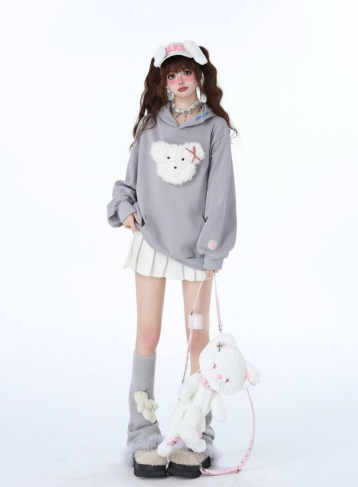 Sweat à capuche couleur pastel lapin Morabito Loose
