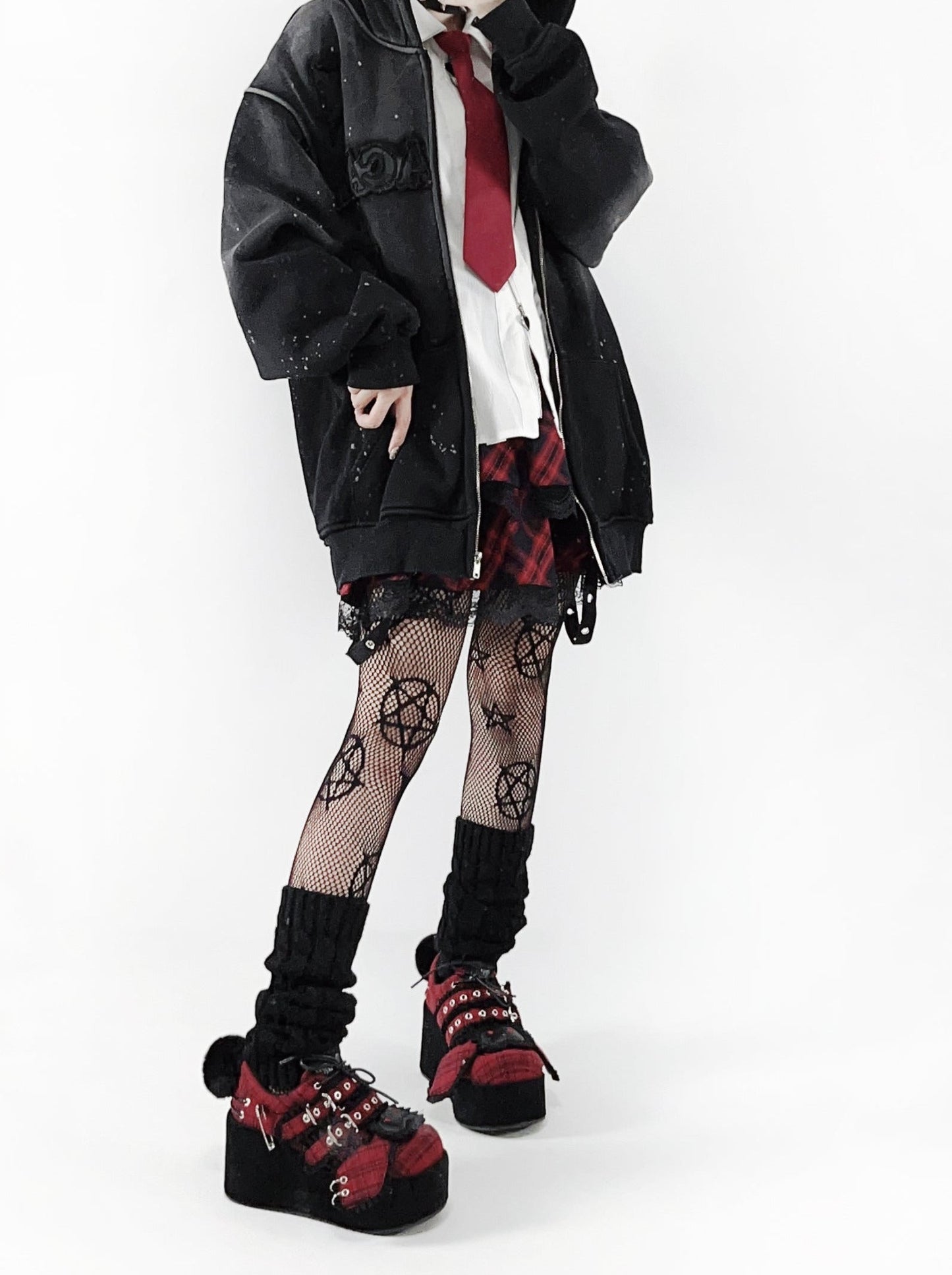 Bunny Shoes Dark Red Check Red All Platform