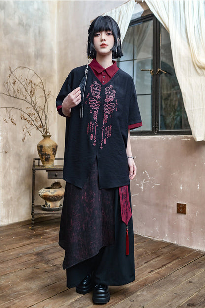 Dark Leg China Pants Wide