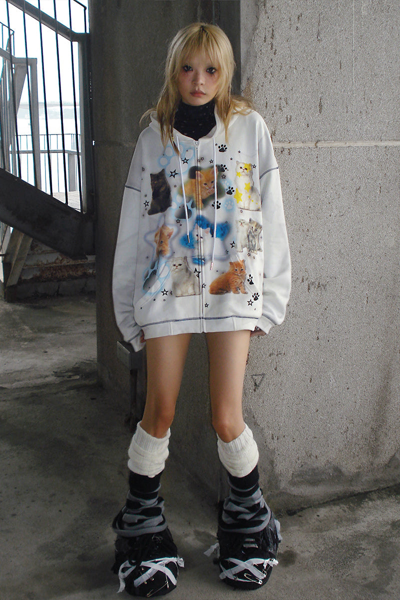 Colorful Sweatshirt Spray Cat Art