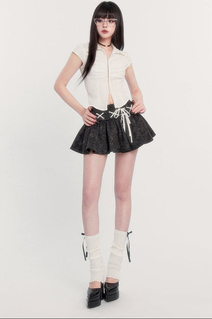 Taille Spitze Hemd Rock Hohe Slim Flared Up +