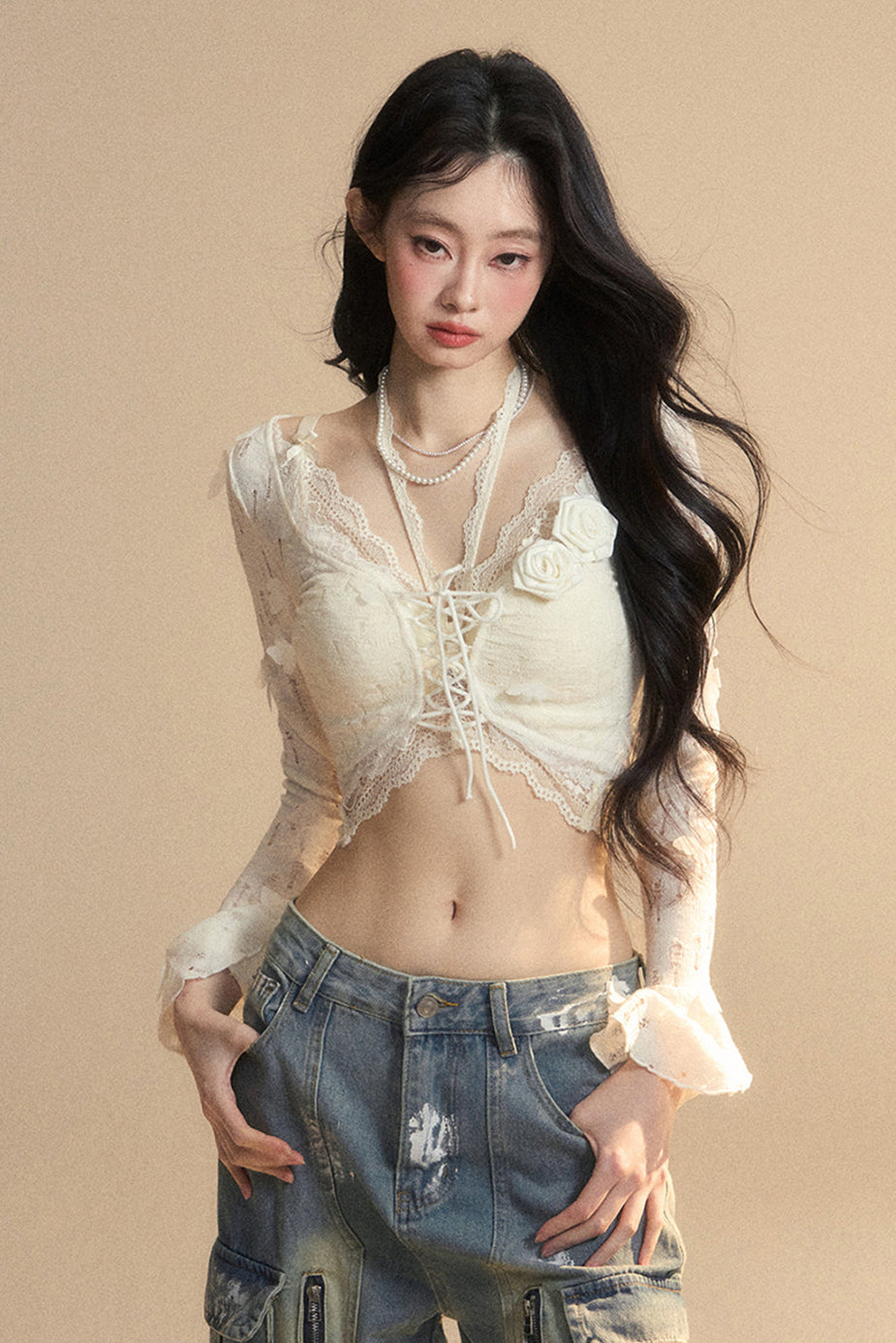 short cardigan Rail inner + halter neck