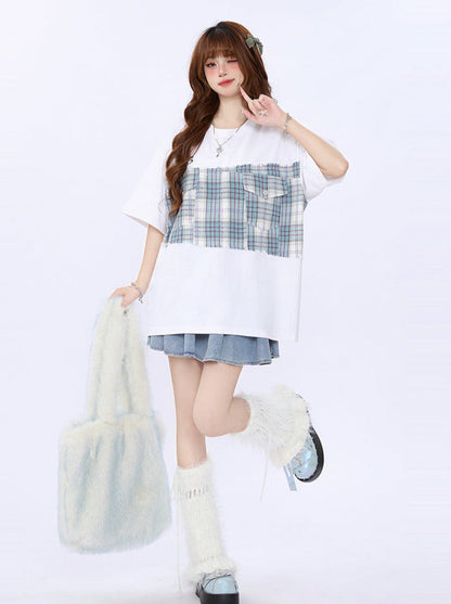 Lockeres T-Shirt Oversize Karo