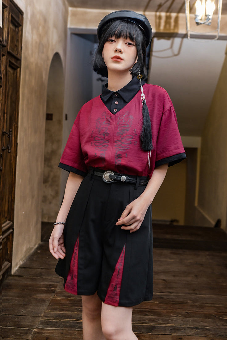 Pants Dark High Waist China Half