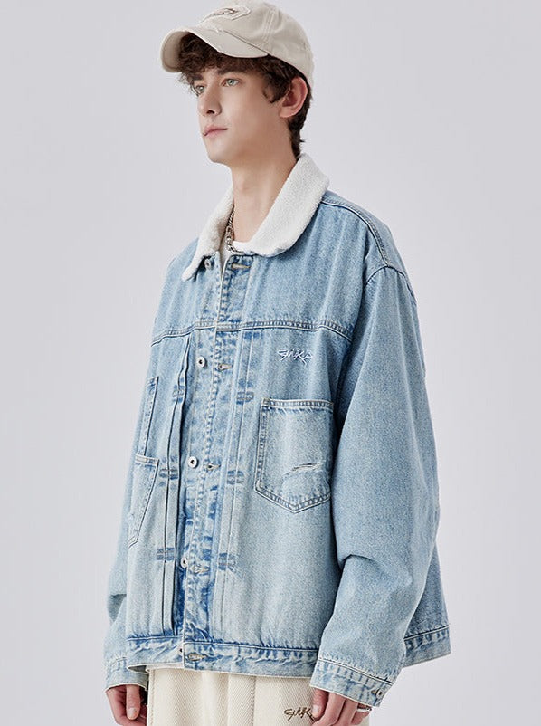 Sherpa-Jacke Denim Blau Hell