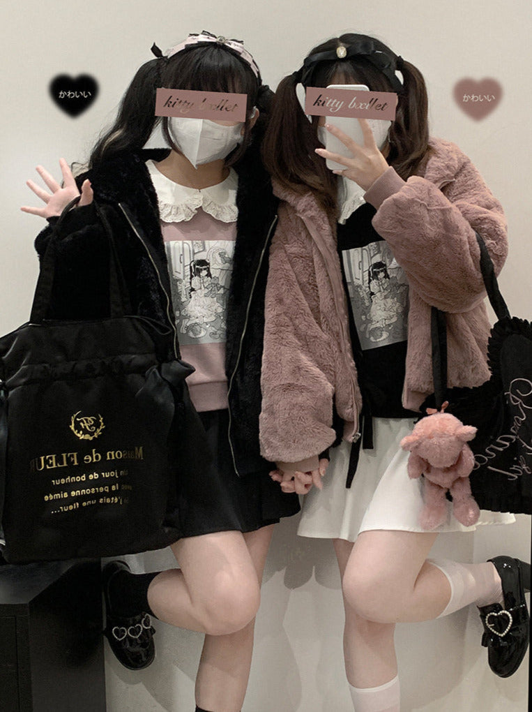 Illustration Printed Doll Color Sweatshirt