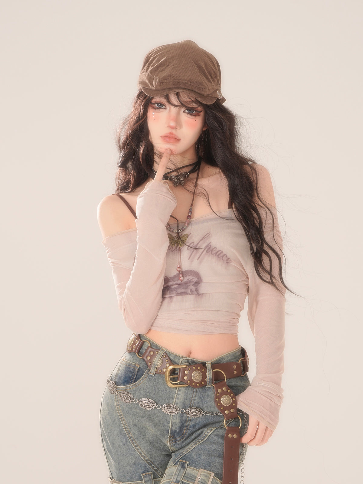 Off-shoulder Y2K Mode Tops
