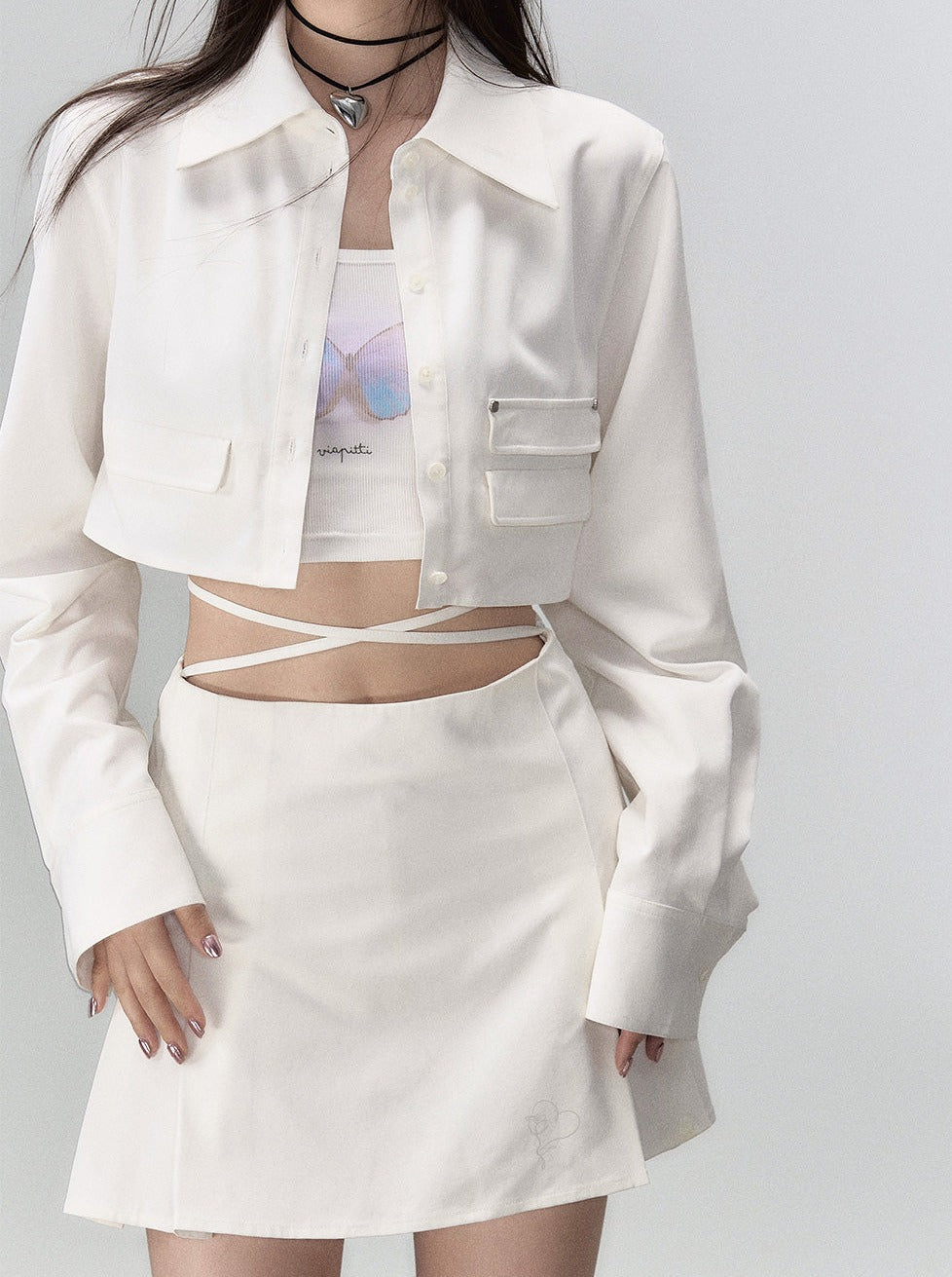 Jupe tendance deux pièces veste manteau + short