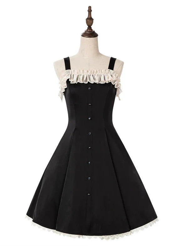 Song Love Elegant Dress Short/Long Lolita Reservations Black Piano Satin Sass