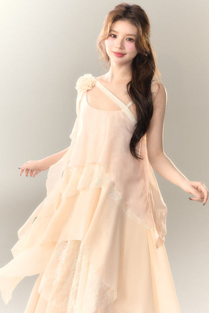 Roselle Irregular Dress Long Multi-Layered Heavy Skirt