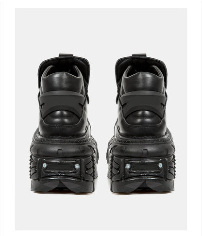 Chain Punk Metal Platform Plain Dark Shoes High-top