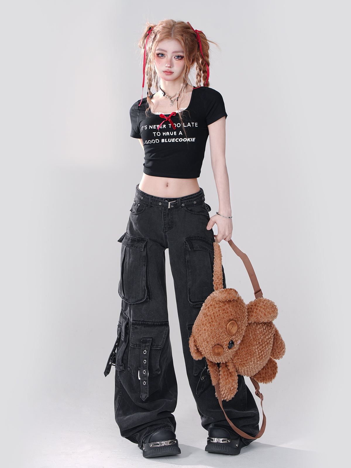 Denim Cargo Dark Pants Cool Black Knight