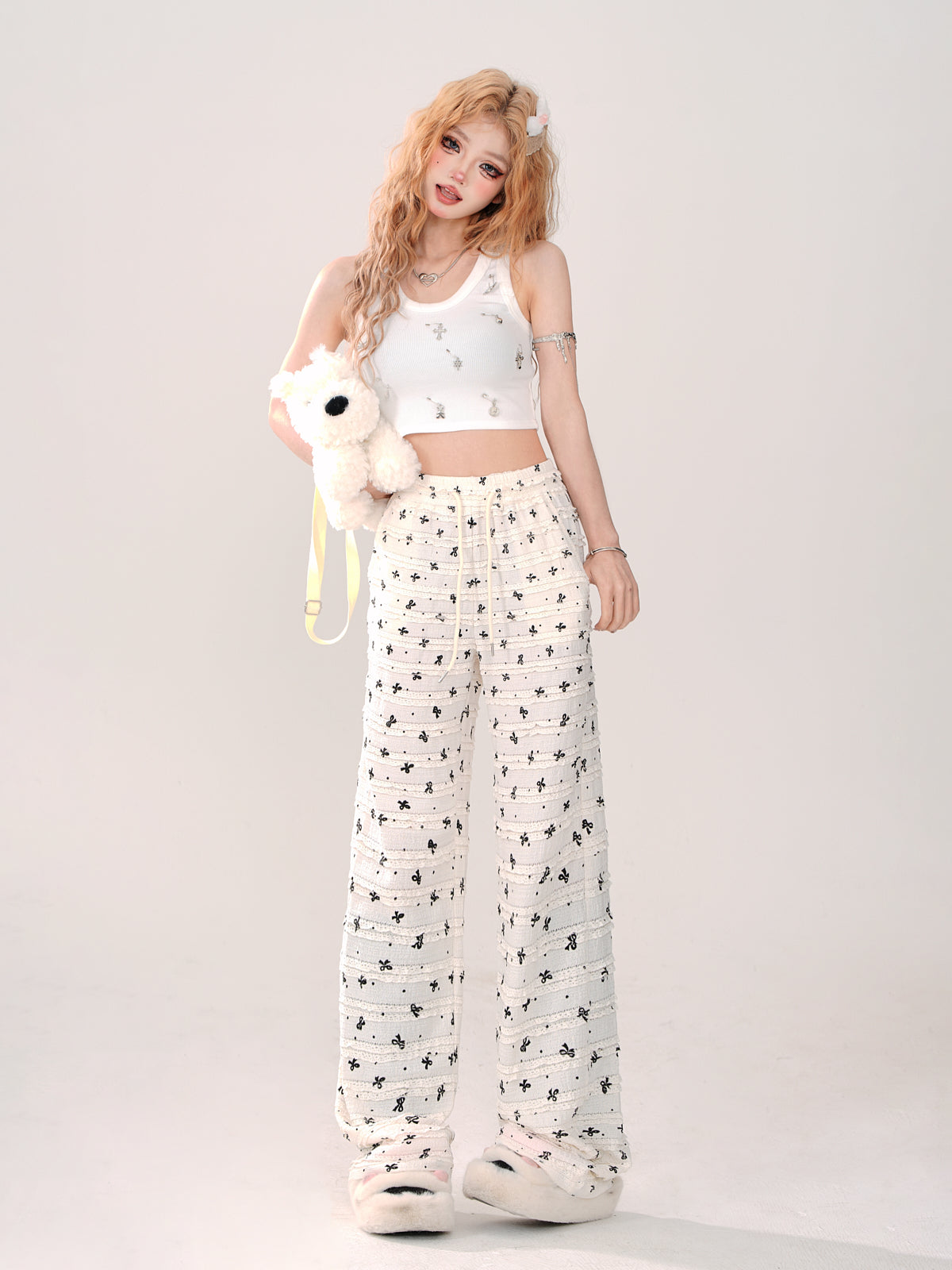 Loose Ribbon Cool Casual Pants