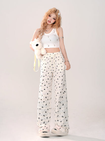 Loose Ribbon Cool Casual Pants