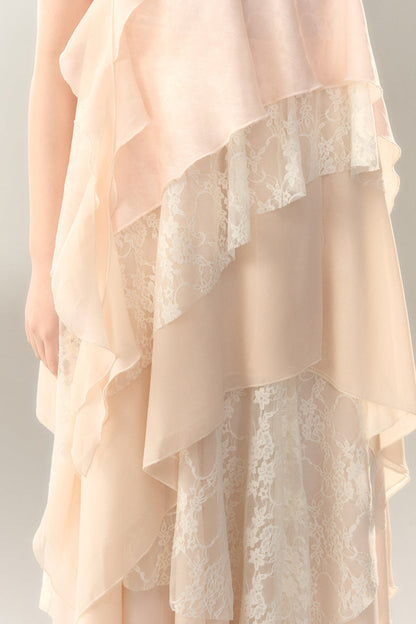 Roselle Irregular Dress Long Multi-Layered Heavy Skirt