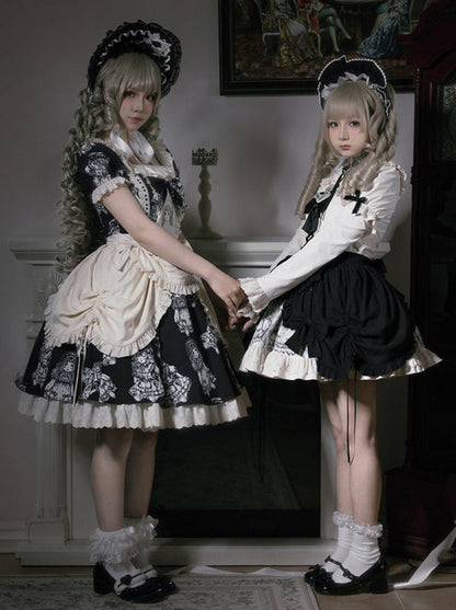 Ensemble de robe de nuit brodé de poupées imprimées
