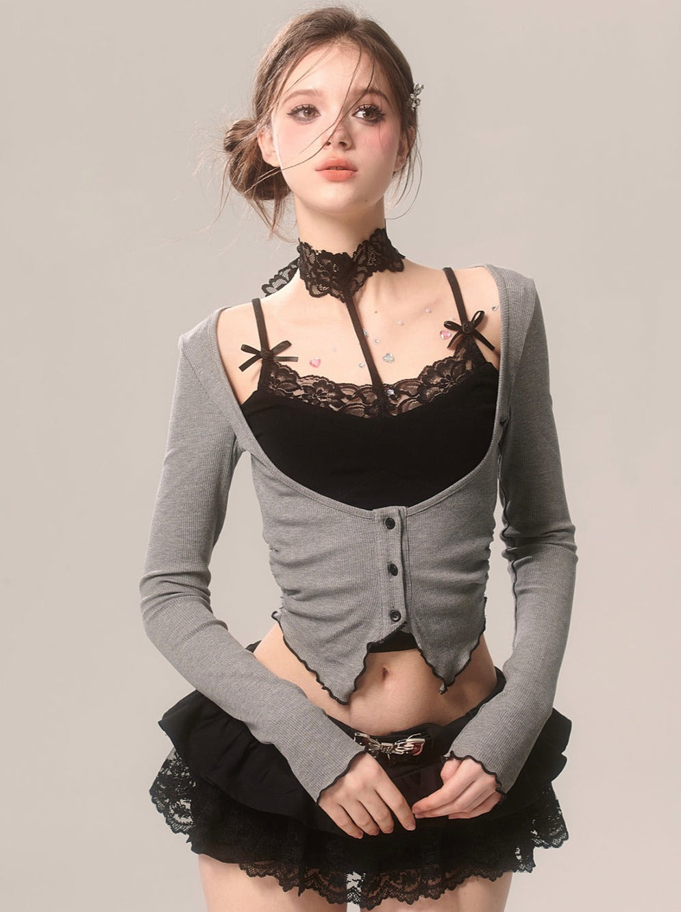 Cardigan Romantic Open-neck