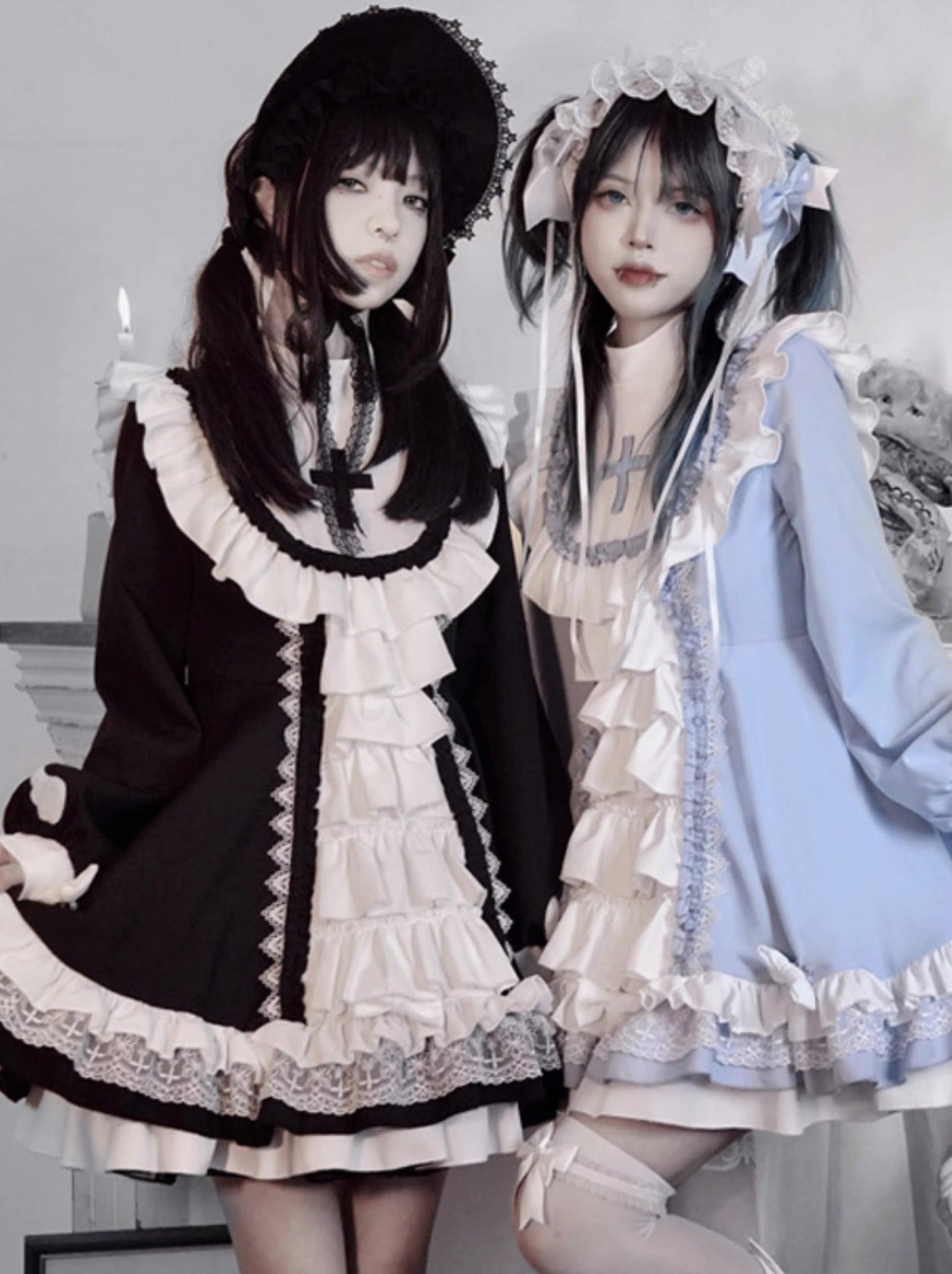 Halloween Sister Cross Subculture Dress Set Lolita