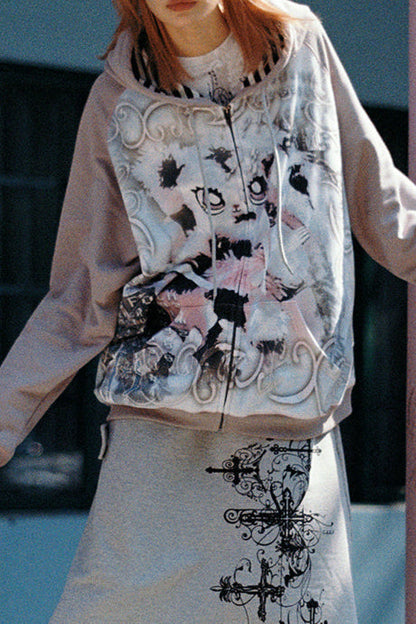 Sweatshirt Bunny Hoodie Graffiti Oversized