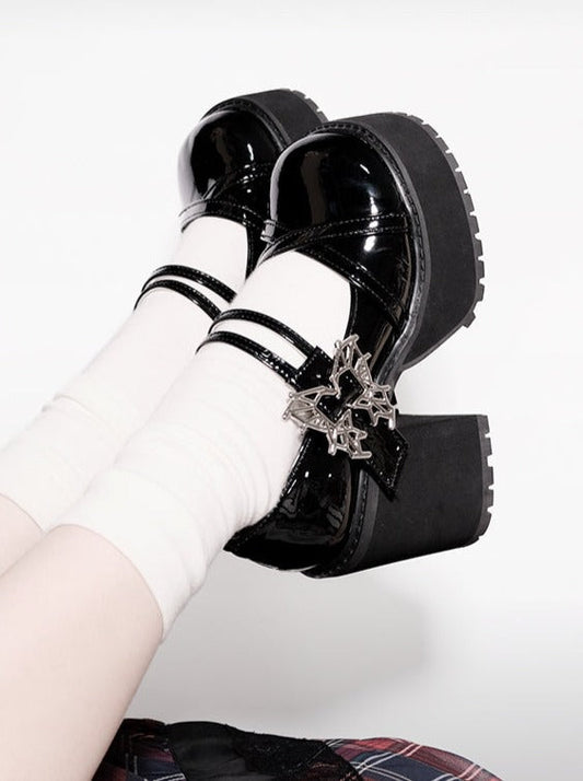 Style Platform Shoes College Butterfly Heel Block