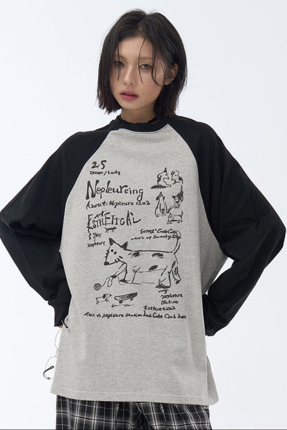 Street T-Shirt Art Patchwork Long Sleeve