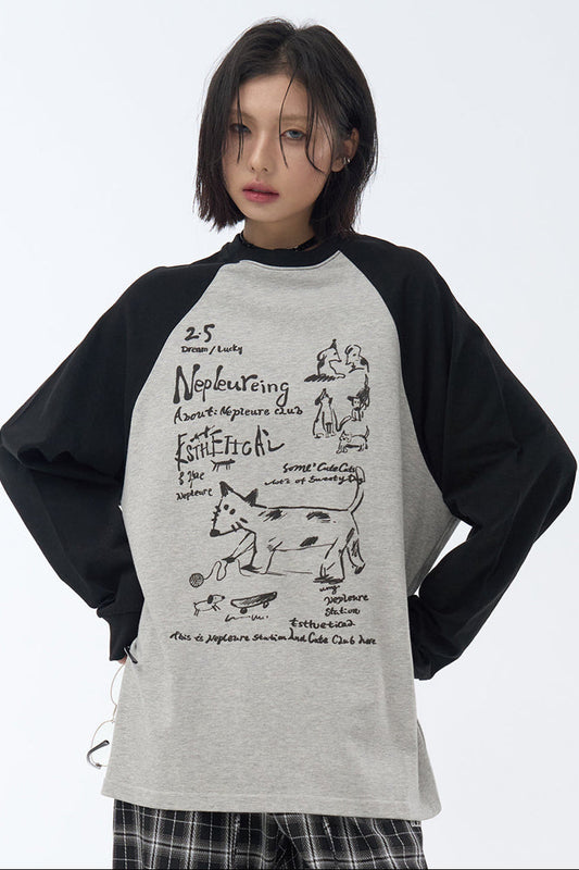 Street T-Shirt Art Patchwork Long Sleeve