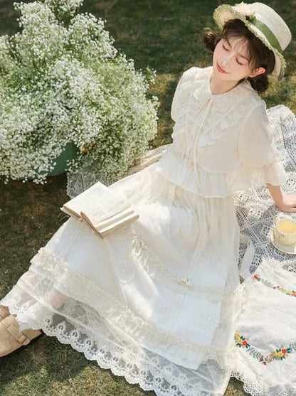 スカート シャツ レース フォレスト フレンチ ティアード アプリコット