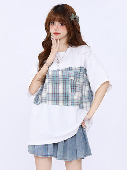 Lockeres T-Shirt Oversize Karo